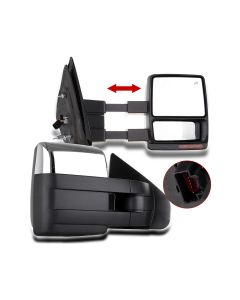 Towing Mirror Chrome Pair for 2007-2014 Ford F150 Power Heated LED Turn Signal Puddle Lamp