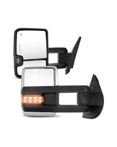 Towing Mirror Chrome Pair for 2007-2014 Chevy GMC Avalanche Silverado Suburban Sierra 1500 2500 3500 Power Heated Turn Signal