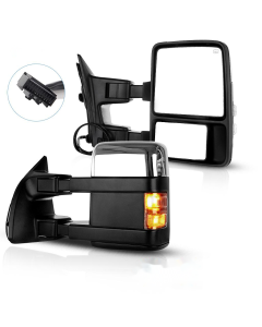 Towing Mirror Chrome Pair for 2008-2016 Ford F250 F350 F450 F550 Super Duty Power Heat Turn Signal