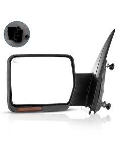 Towing Mirror Chrome Driver Side for 2004-2014 Ford F150 Power Heated Turn Signal Puddle Light