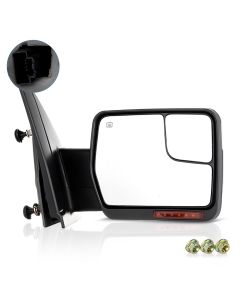 Towing Mirror Passenger Side for 2004-2014 Ford F150 Power Heated Turn Signal Puddle Light Chrome Housing