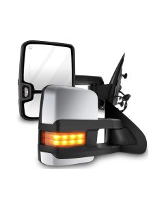 Towing Mirrors Chrome Pair for 2014-2018 Chevy Silverado GMC Sierra 1500 2500 3500 HD Power Heated Turn Signal Clearance Arrow Light