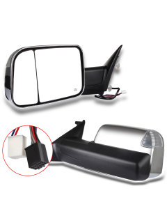 Towing Mirror Chrome Pair for 2009-2018 Ram 1500 2500 3500 Power Heated Turn Signal Puddle Light