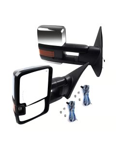 Tow Mirrors Chrome Pair for 2007-2021 Toyota Tundra Power Heated Turn Signal Parallel Auxiliary Light