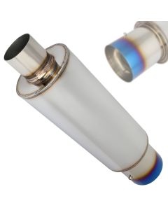 2.5" Inlet 19" Long 4" Burnt Tip Blue Exhaust Muffler Remove Silencer Kit