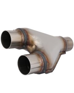 Dual Stainless Exhaust Y-Pipe Adapter Connector Coupling 2" Single To 2"