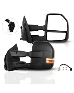 Tow Mirror Pair for 2015-2020 Ford F150 Power Heated Turn Signal 8-Pin Plug
