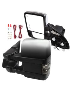 Tow Mirrors Chrome Pair for 1999-2007 Ford F250 F350 F450 550 Super Duty Excursion Power Heated Turn Signal Arrow Lamp