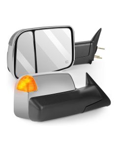 Towing Mirror Chrome Pair for 1998-2002 Dodge Ram 1500 2500 3500 Power Heated Turn Signal