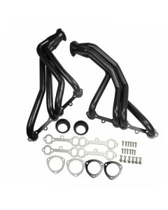 Black Long Tube Exhaust Header for 63-82 Chevy Corvette C2 C3 V8 305 327 350