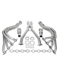 Long Tube Exhaust Header with X-Pipe for 97-04 Chevy Corvette LS1 LS6 C5 5.7L