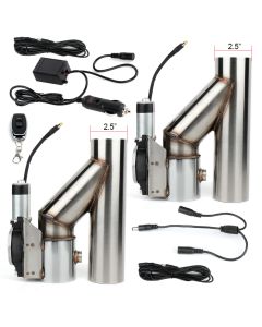 Universal 2Pcs 2.5" Electric Exhaust E-cut Out Valve Catback Single Y Pipe with Controller Remote Kit 3.7L