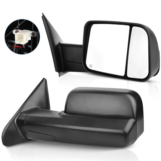 Towing Mirror Pair for 2002-2008 Dodge Ram 1500 2002-2009 Dodge Ram 2500 3500 Power Heated No-Turn Signal