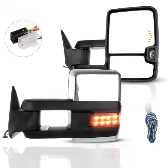 Towing Mirror Chrome Pair for 1988-2000 Chevy GMC C/K 1500 2500 C3500 Power Turn Signal Arrow Clearance Light