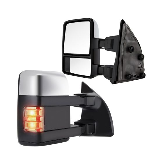 Towing Mirror Chrome Pair for 1999-2007 Ford F250 F350 F450 F550 Super Duty Excursion Power Heated Turn Signal