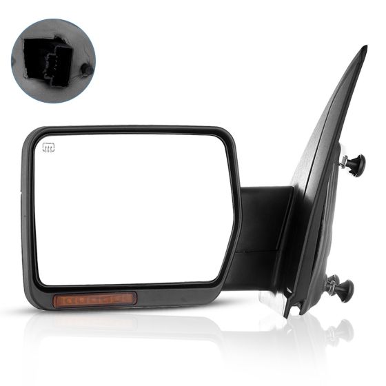 Towing Mirror Chrome Driver Side for 2004-2014 Ford F150 Power Heated Turn Signal Puddle Light