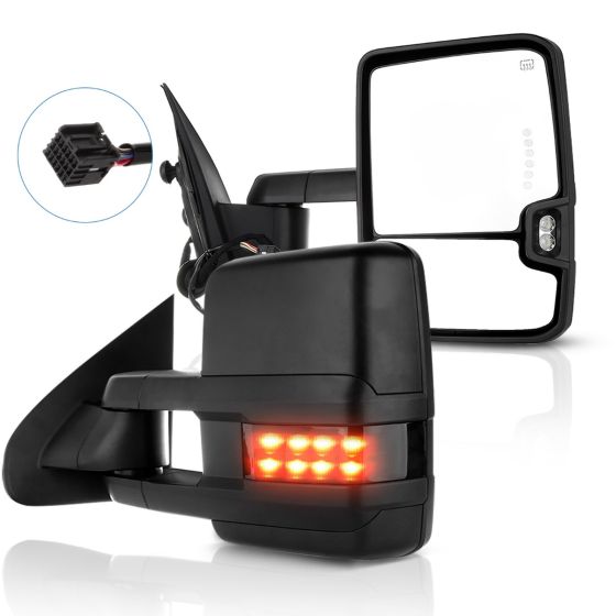 Towing Mirror Pair for 2014-2018 Chevy GMC Silverado Sierra 1500 2500 3500 HD Power Heated Turn Signal Backup Width Light