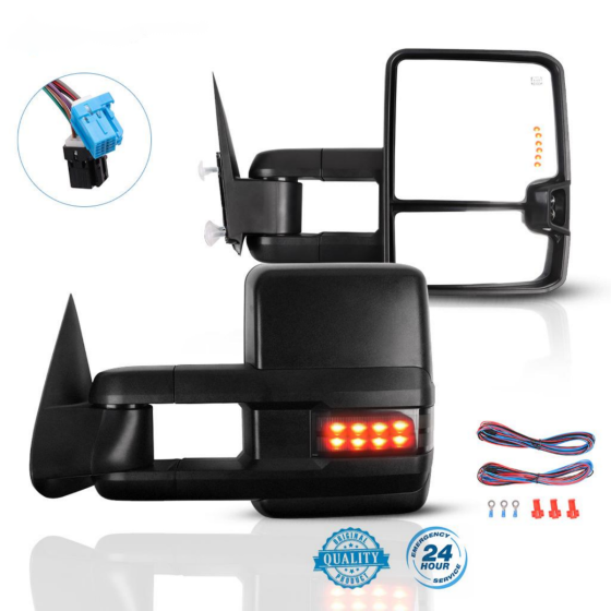 Towing Mirror Pair for 2003-2007 Chevy Silverado GMC Sierra 1500 2500 3500 Classic Power Heated Turn Signal Clearance Arrow Light