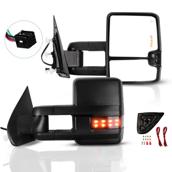 Towing Mirror Pair for 2014-2018 Chevy Silverado GMC Sierra 1500 2500HD 3500HD Power Heated Turn Signal Clearance Running Puddle Light