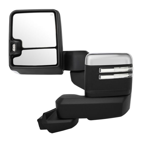 Tow Mirrors Chrome Pair for 2019-2022 Chevy Silverado 1500 Power Heated Turn Signal Puddle Clearance Lamp