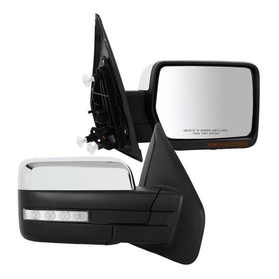 Tow Mirrors Chrome Pair for 2004-2014 Ford F150 Power Heated Puddle light Turn Signal