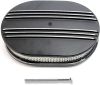 12" Oval Half Finned Black Aluminum Air Cleaner Assembly for 5 1/8" Carburetors Ford Chevy Hot Rod Rat Rod Muscle Car