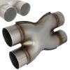 Universal Dual 3" In/Out Crossover X Pipe Exhaust Tip 12" Length Stainless Steel Exhaust Adapter Connector Coupling