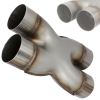 Universal Dual 3" In/Out Crossover X Pipe Exhaust Tip 12" Length Stainless Steel Exhaust Adapter Connector Coupling