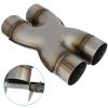 Universal Dual 3" In/Out Crossover X Pipe Exhaust Tip 12" Length Stainless Steel Exhaust Adapter Connector Coupling
