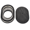Black 12" Oval Full Finned Air Cleaner Assembly for 5 1/8" Carburetors Classic Chevy Ford Hot Rod Custom