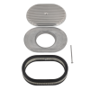 12" Oval Fully Finned Air Cleaner Assembly Polished Aluminum for 5-1/8” Carb Holley Classic Chevy Ford Hot Rod
